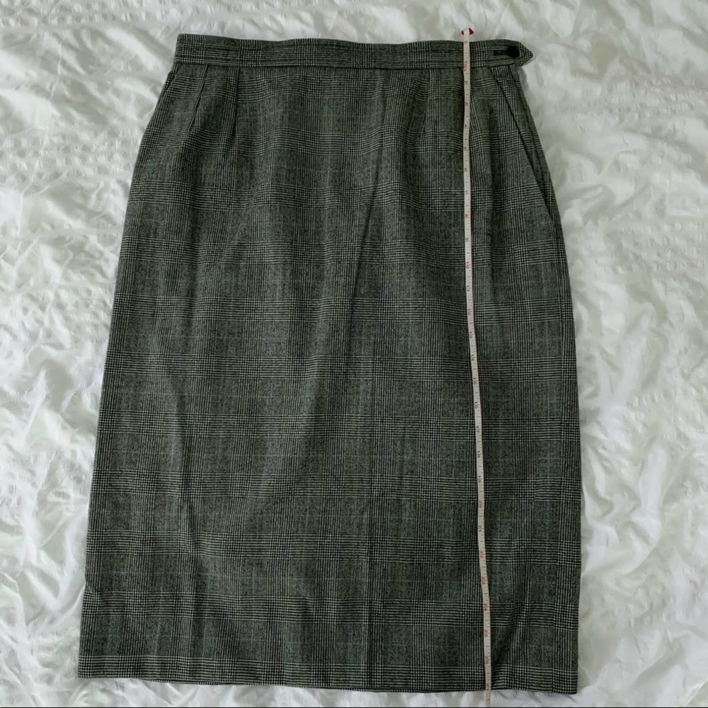 Vintage YSL Black Tweed Pencil Skirt Houndstooth Yves Saint Laurent 90s - Picture 11 of 13